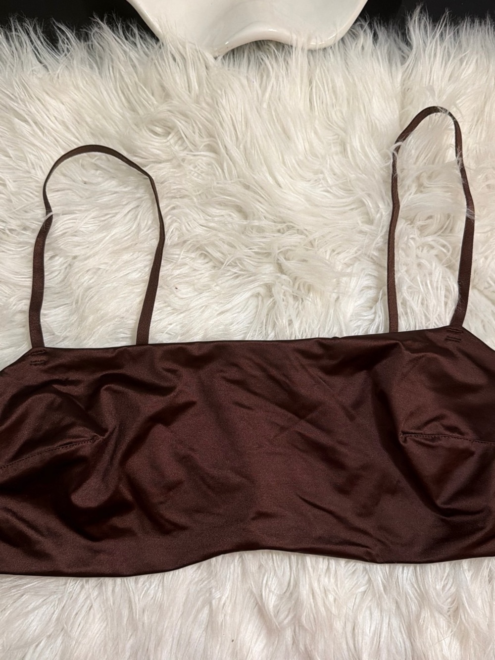 Auden Chocolate Satin Bandeau Bralette with Adjustable Straps